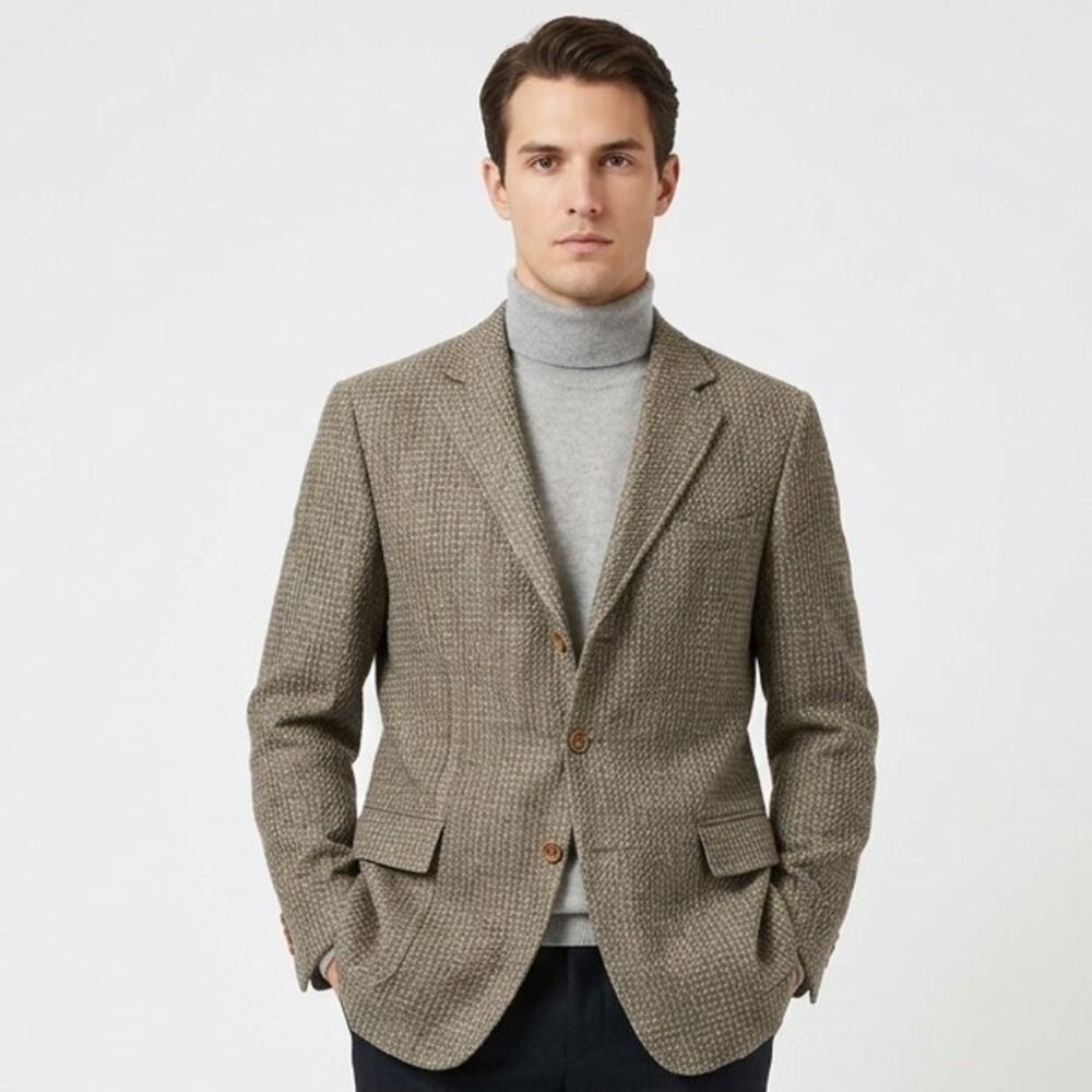 VTG Lubiam 1911 Neosartoriale Blazer Men's 52R Gray Tweed Wool Blend Notch Lapel